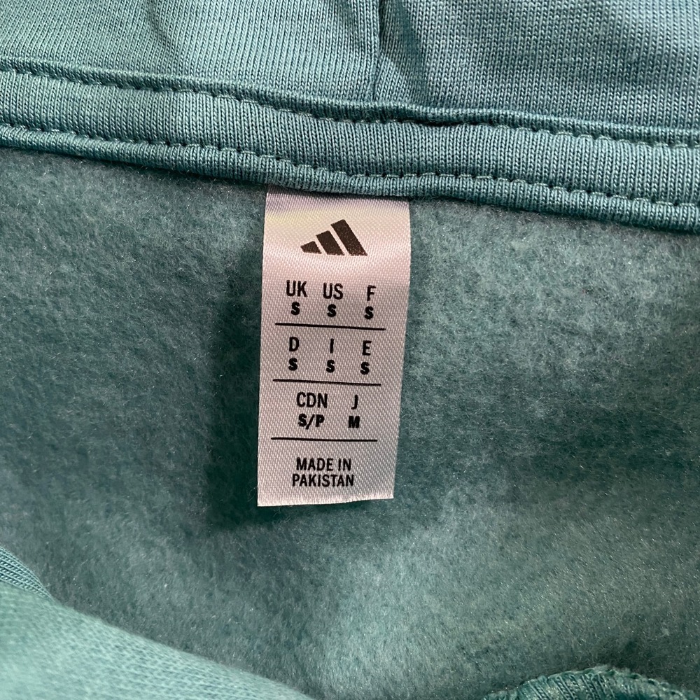 Adidas 3D Retro 70s Striped Logo Hoodie Mens Small Powder Teal Disco Groovy NWT - Picture 9 of 16